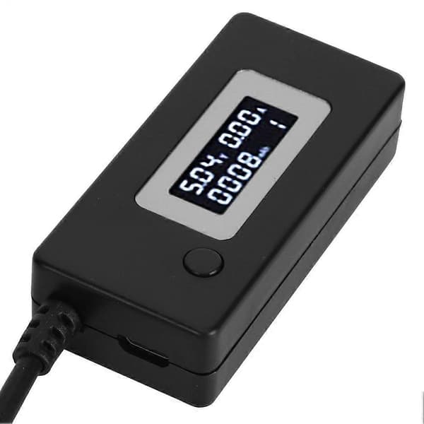 LCD Display Baggrundslys USB Detektor Amperemeter Voltmeter Opladningskapacitet Tester Meter 4-30V Sort