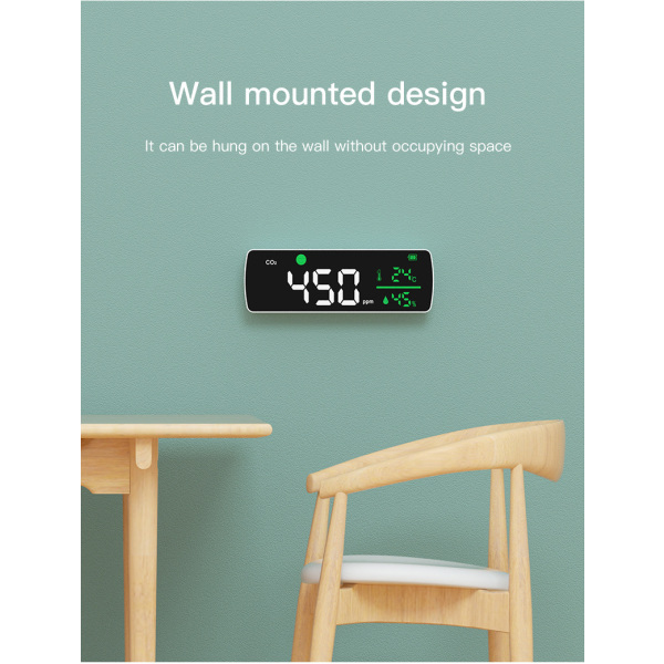 Luftkvalitetsvægmonitor 11,2 tommer LED digital 3 i 1 temperatur h