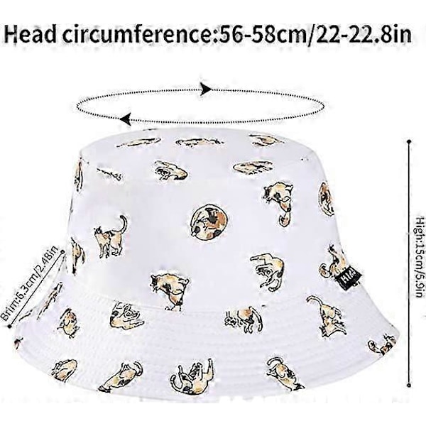 Vändbar Bucket Hat Dam Sommar Solhatt Anti-UV Skydd för Resor Strandvit
