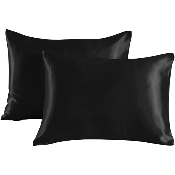 #2 Pack (Black，51*66cm) Silky Soft Satin Pillowcases#