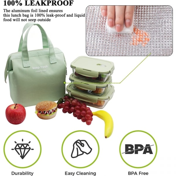 #(Ljusgrön) Isolerad Lunchväska Bento Kylare Lunchväska#