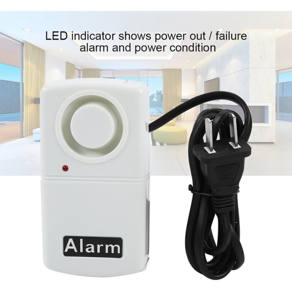 (Hvid) Strømsvigt Alarm - 120dB LED Indikator Sirene Alarm Pow