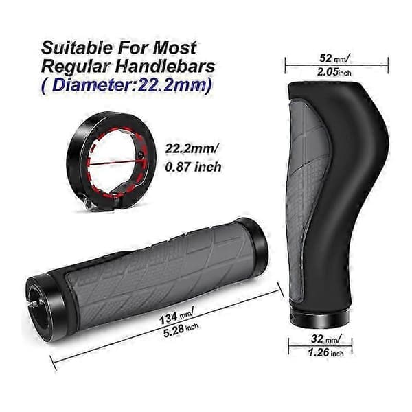 Sykkelgrep Ergonomiske grep Sklisikre gummigrep, Sykkelstyregrep for 22,2 mm E-