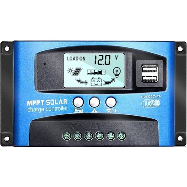 MPPT 40A Solar Opladningsregulator, 12V 24V USB Solpanel Batteriregulator Intelligent Batteriregulator med LCD Display 170*95*40mm