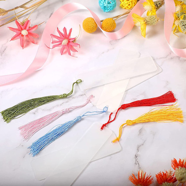 30 stk blanke akryl bokmerker DIY uferdige rektangulære blanke
