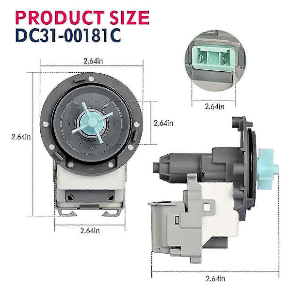 DC31-00181C Vaskemaskine Pumpe Motor Erstatning for DC31-00030E, 00030J, 30008F, DC96-01113G, AP6025315 til Recirkulation