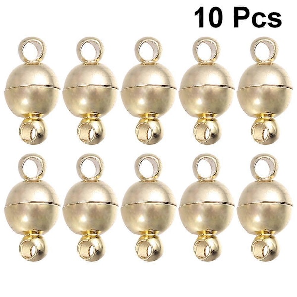10 ST 10MM DIY Smycken Magnetlås Cylindriskt Magnetspänne Delikat Halsband Spänne Multifunktionellt Armband Lås för Smyckestillverkning (Gyllene)