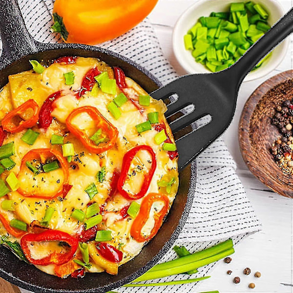 2-pack Silikon, Non-stick Stor Spatel med Slitsar, Hög Värmebeständighet Köksredskap för Stekning, Tillagning av Skaldjur, Kött, Ägg Hög Kvalitet
