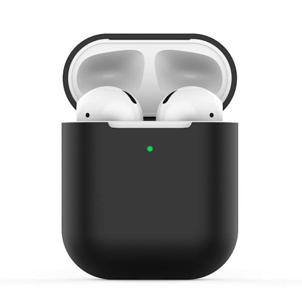 2-delt (sort) AirPods etui, beskyttende silikonecover med sport