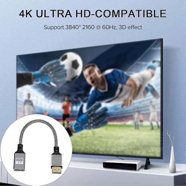 4K 60Hz HDMI-kompatibelt til HDMI-kompatibelt fleksibelt flettet kabel aluminiumslegering interface Ultra HD-kompatibelt TV-video