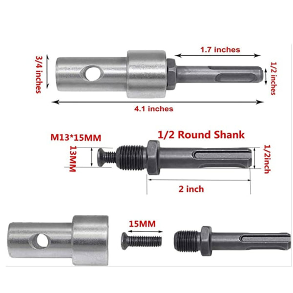 #Garden Power Drill Adapter for lednings- og Cordless Drills Quadrant Hammer Adapter Nøkkelløs skrutrekker Chuck Rund Shaft Adapter for Power Drills.#