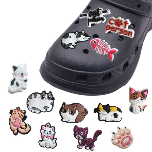 30 st katt-serie katt tecknad djur hål sko skoband PVC mjuk