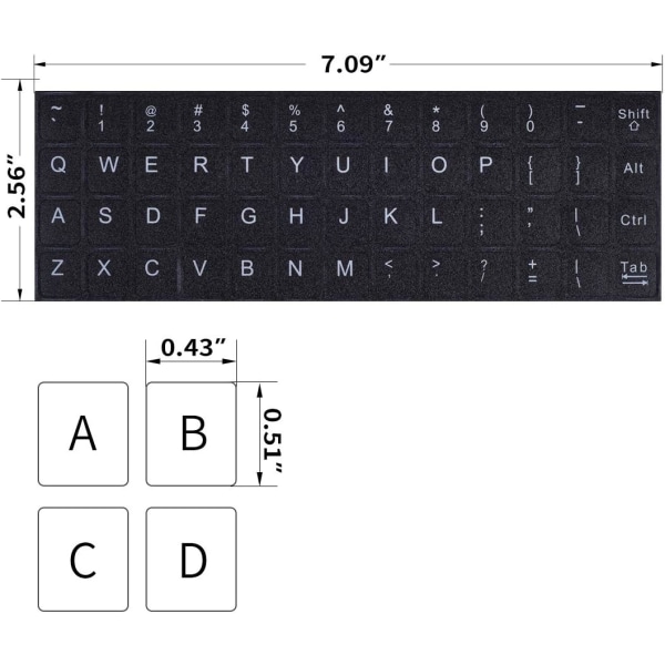 2-pack Universal (engelska) engelska tangentbordsklistermärken, Computer Ke