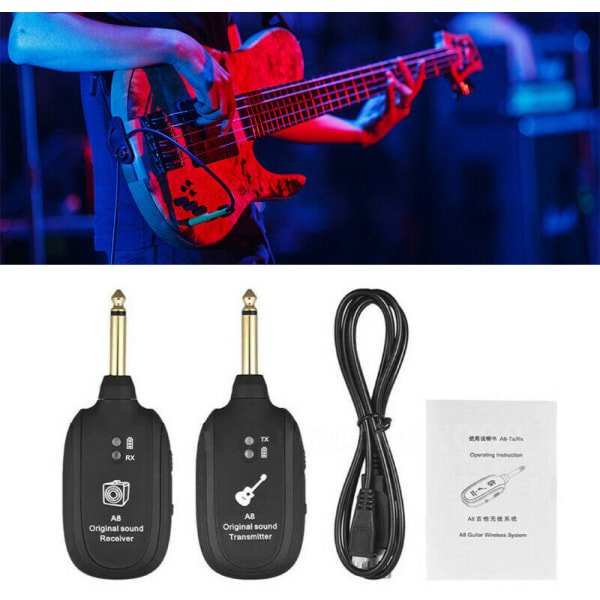 Trådløs gitar sender og mottaker A8 elektrisk gitar system