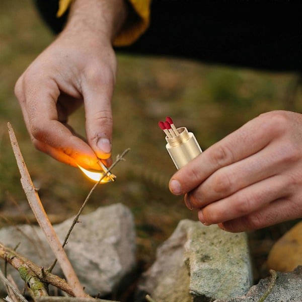Tändsticksfodral för Utomhusbruk Camping Tändsticksburk Metall Tändsticksförvaringslåda Överlevnad Tändsticksbehållare