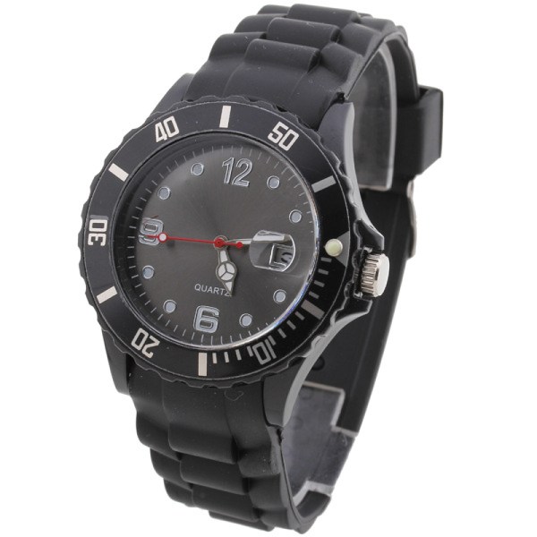#Quartz Watch Armbåndsur Silikon Analog Farget Sports Watch Pin Spenne#