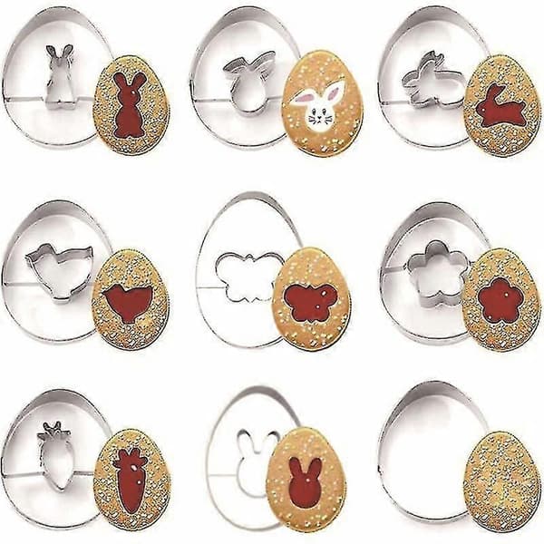 Cookie Cutter Easter 8 stk - Mini Linzer kjeksutstikkere i rustfritt stål