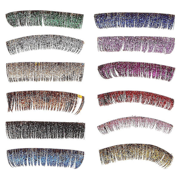 6 Par Glitterfärgade Ögonfransförlängningar Lösögonfransar DIY Sminktillbehör För Ögonmakeup