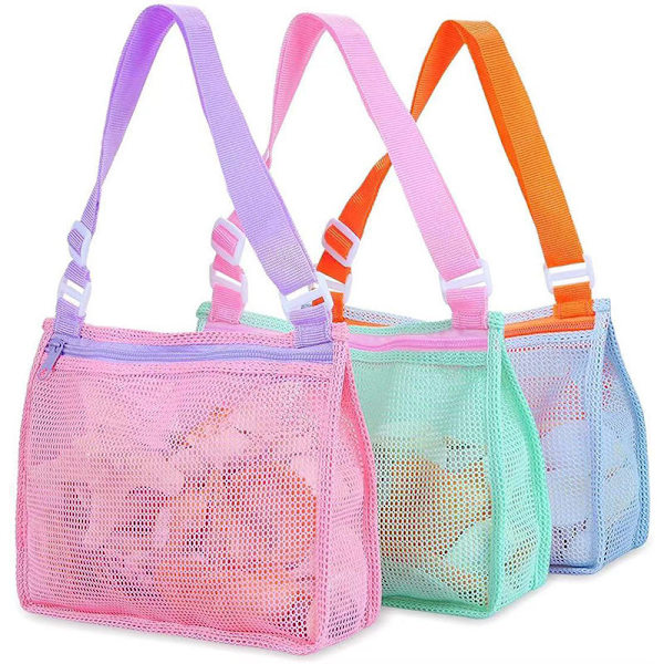 Mesh Strandtasker, Mesh Tote Strandlegetøjsopbevaring med Justerbar Strop
