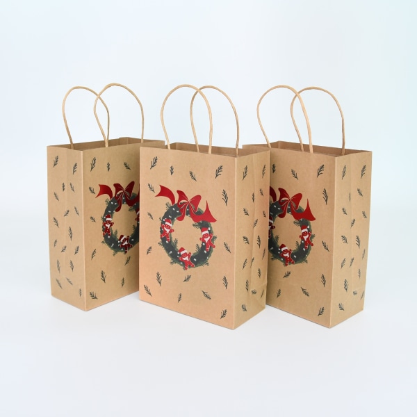 #10 Julegaveposer i Kraftpapir med Assorterede Juleprint til Kraft#