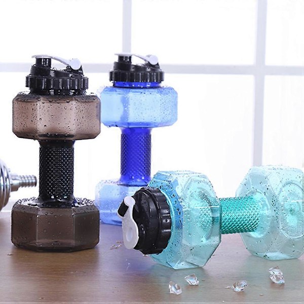 1 stk. Dumbbell Formet Vandflaske Bærbar Sports Vandkedel Mode Vægtløftning Dumbbell Kop Fitness Vandflaske (Blå)