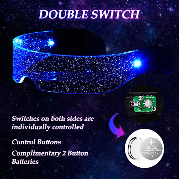 Luminous Briller - Stjernehimmel, Lysende LED Briller, Cyberpunk LE