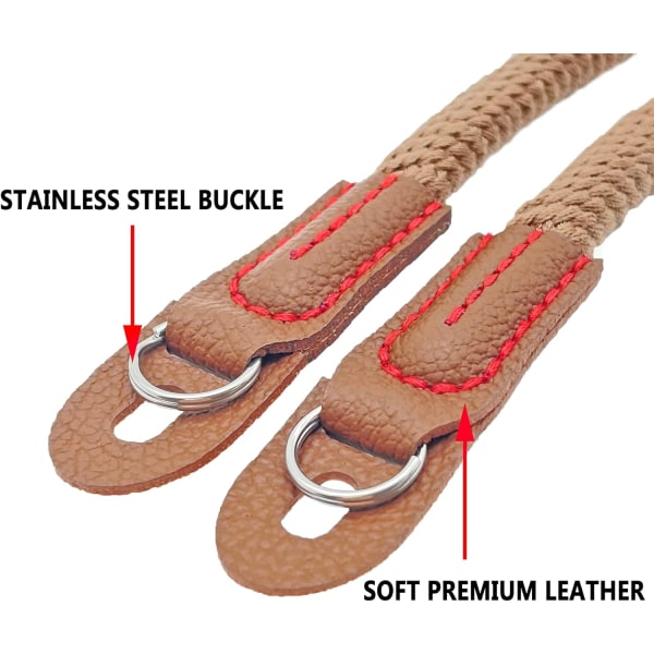 Kamera-rem i reb (brun), håndlavet bomuldskamera-rem til skulder