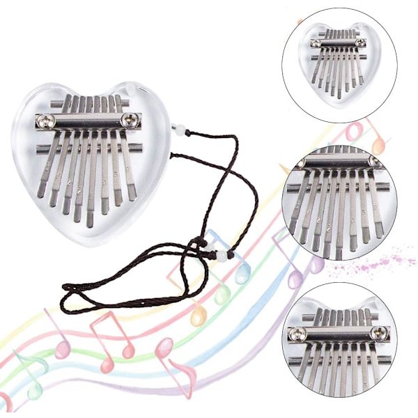 1 Styk (Klar Hjerte) 8-Tast Kalimba, Limba, Børneinstrument