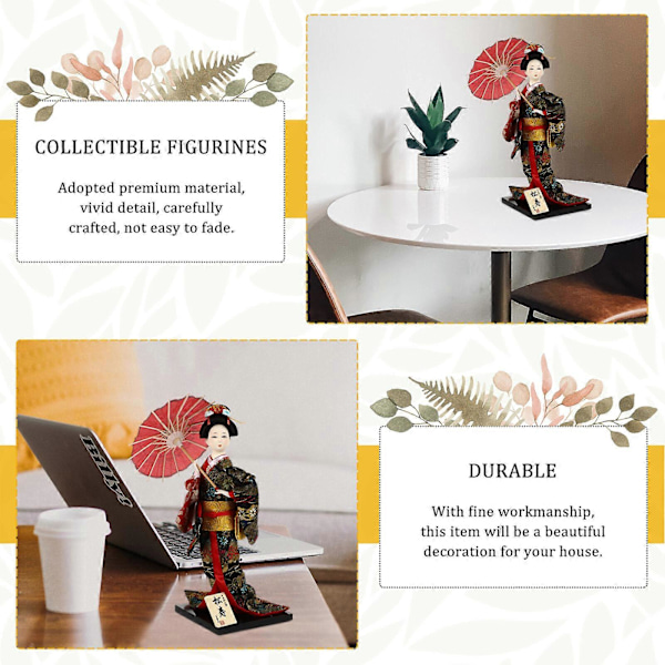 Japansk Geisha Orientalisk Docka Dekorativ Geishadocka Figurin Skrivbordsdekoration