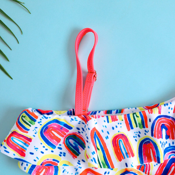 Tweedräktig baddräkt för flicka (h 110cm - färgglad), Bikinisats, be