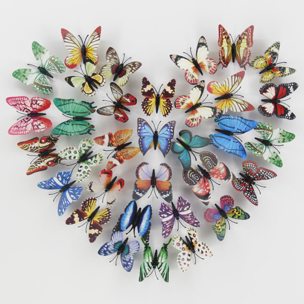 100 kunstige lysende sommerfugle pvc plastik sommerfugle