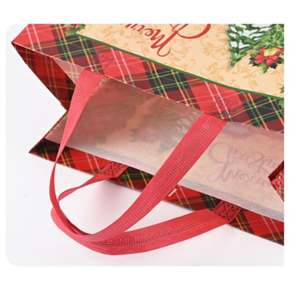 #Julrutiga Tygkassar Handtag Återanvändbara Matvarukassar 10-pack#