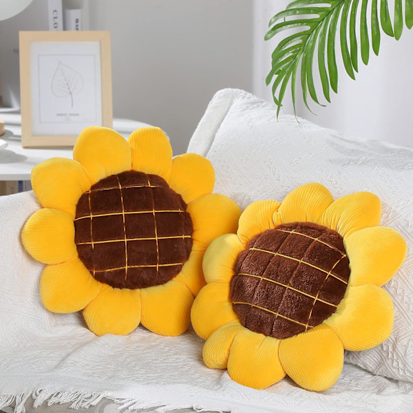 2 stycken 15 tum 3D blomma golv kudde sittkudde matta gul