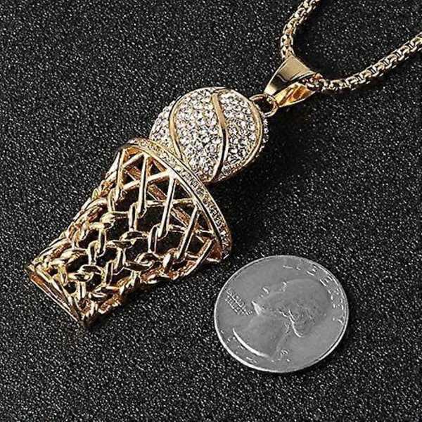 Miesten 18k kulta hopeoitu koripallovanteen CZ-upotettu riipus Hip H