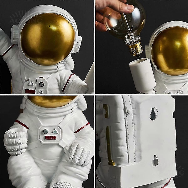 Barnevegglampe med bryter og stikkontakt, moderne astronaut vegglampe for barnerom med kabel 1,5 m, E27 innendørs vegglampe for jenter