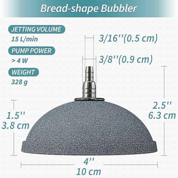 Akvarium 10cm Pain Luftstein Boblediffuser Utløserverktøy for Luftpumper Fisketanker Bøtter Dammer og Tanker DWC - 2 Pakning
