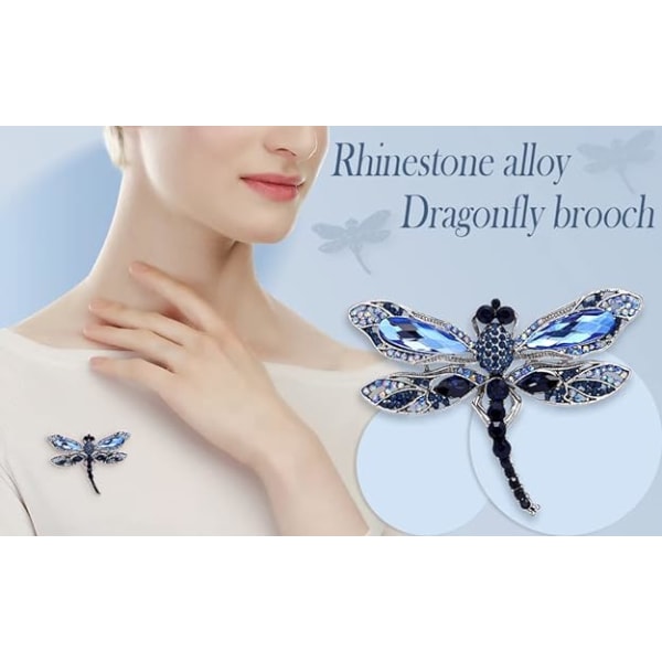 Vintage Dam Rhinestone Broscher, Blue Dragonfly Brosch Pin, Fashi