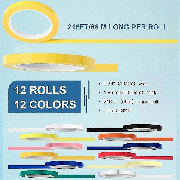 8 ruller farvet autoklavetape 65,8 M/L X 1,0 Cm/B Instrumentidentifikationstape autoklaverbar