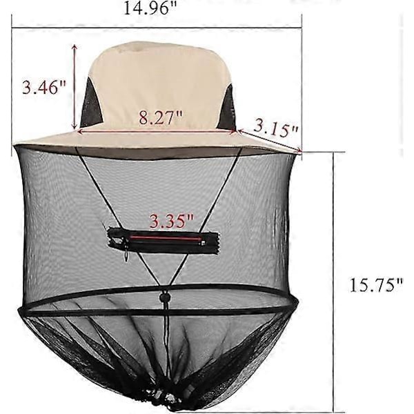 Myggenet Hat Solhat Bucket Hat med Skjult Net Mesh til Fiskeri Vandring Biavl