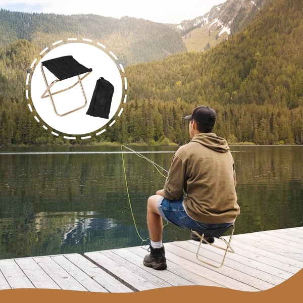 (Gold-Black)Mini Camp Stool, Lightweight Folding Camping Chair,