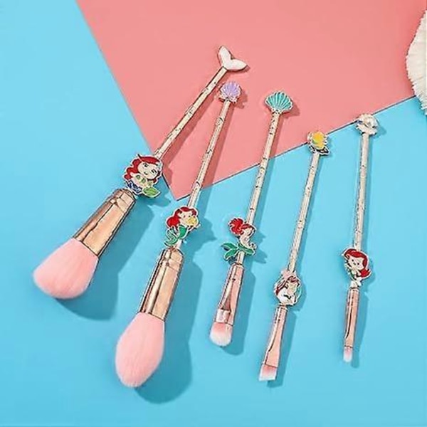 Havfrue makeup børste der lytter til konkylie havfrue metal makeup børstesæt løs pudder børste tegneserie gave