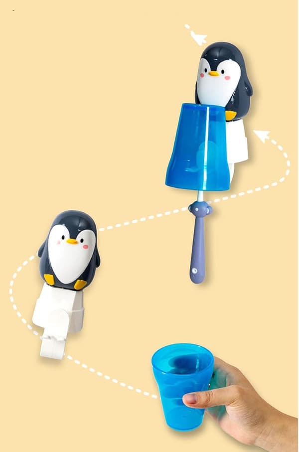 (Pingviini) Hammaslasi ja hammasharjanpidike lapsille, Piirretty A