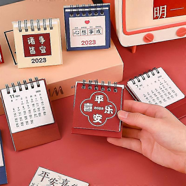 Mini Kalender Inspirerande Text Enkel Bläddering Delikat Mönster Dekorativ Flexibel Daglig Schema Portabel 2023 Stående Flip Skrivbordskalender F