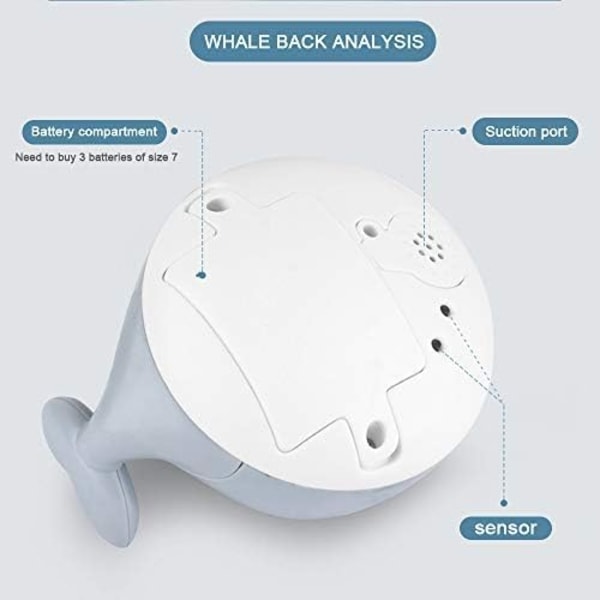 Babybade- og bassengleke, jet-hval med LED