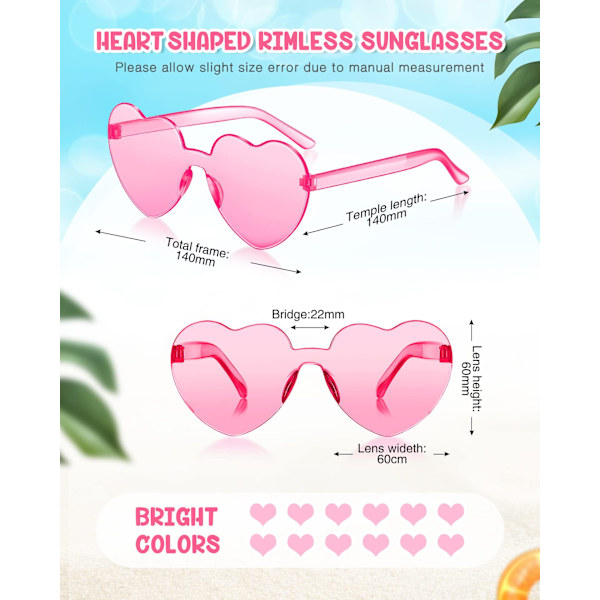 #12 Pakk Hjerteformede Solbriller Hjerteformede Solbriller Klare Retro Hjerteformede Solbriller Festbriller for Kvinner Fotorekvisitter#