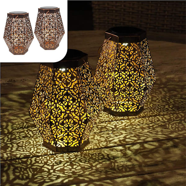 Solcellslampa för utomhus Hexagon Set om 1 Marockansk LED-lampa Gar