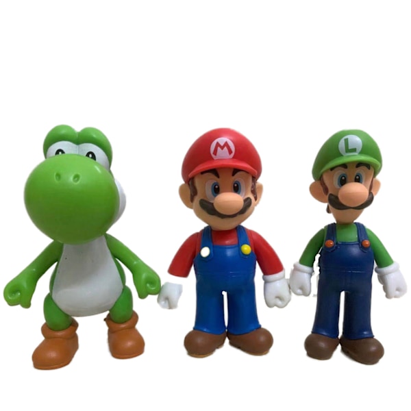 #3 stk. PVC Mari Luigi Yoshi Grøn Drage Figur Model#