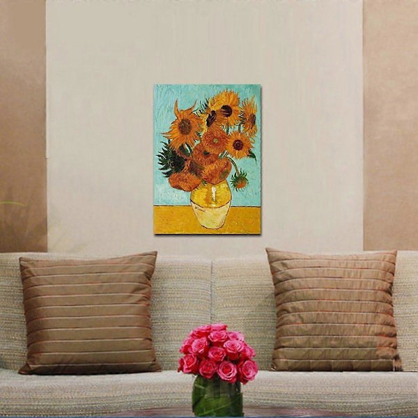 Van Gogh solros canvas tavla, vardagsrum sovrum entré hängande tavla, inre ram dekorativ tavla, 30*40CM