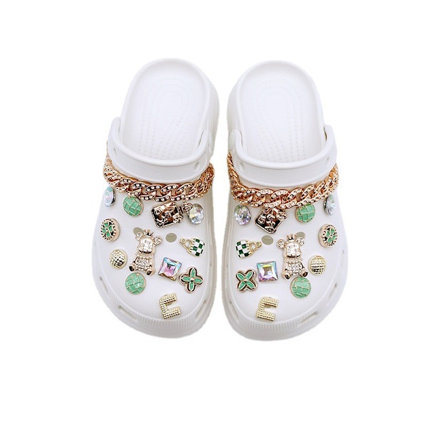 26 Stykker 3D Clog-Sandaler Pynt (grøn), Sko Charms, Sød