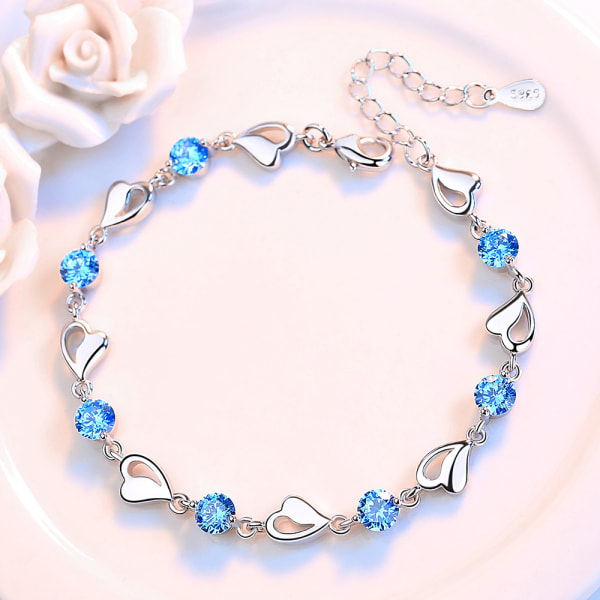 #Blå kvinnor armband med kärlek Blå kristall hjärta armband för kvinnor Smycken present julklapp till fru #